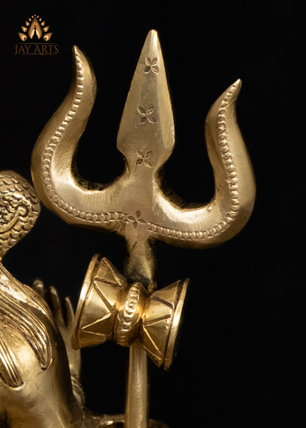 10" Brass Lord Shiva Sitting on Tiger Head with Shiva Lingam and Nandi