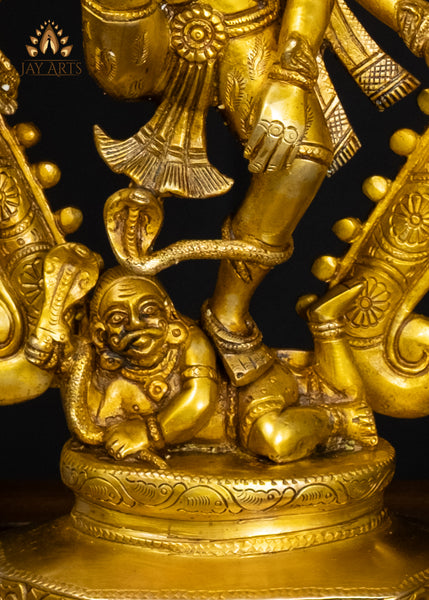 16" Brass Urdhva Tandava Shiva Statue with a Radiant Golden Glow