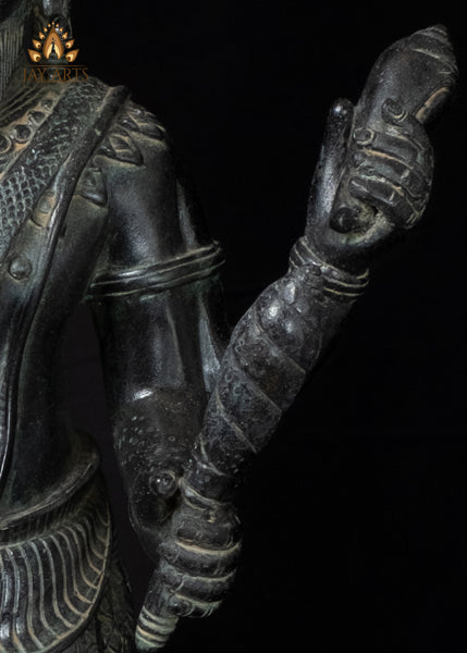 22" Bronze Four-Armed Shiva Sculpture in Black – Cambodian Hindu Art