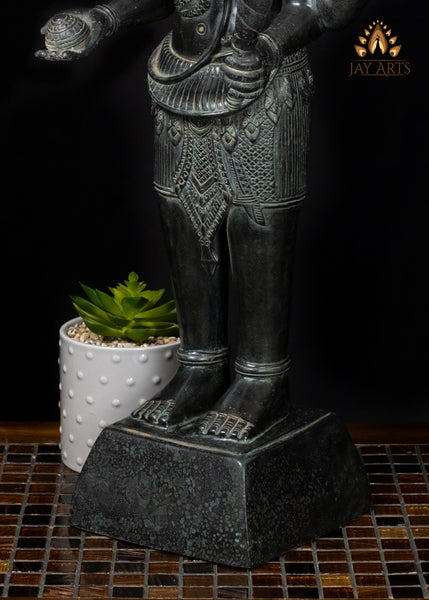 22" Bronze Four-Armed Shiva Sculpture in Black – Cambodian Hindu Art
