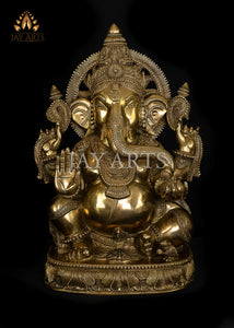 Lord Ganapathi with Surya Halo 19" Brass Statue