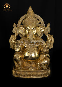 Lord Ganapathi with Surya Halo 19" Brass Statue