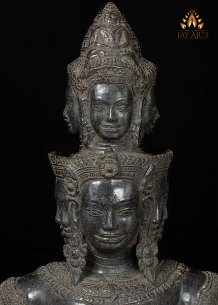 23" Cambodian Bronze 11-Faced Prajnaparamita Statue with Antique Patina