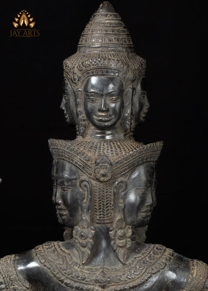23" Cambodian Bronze 11-Faced Prajnaparamita Statue with Antique Patina