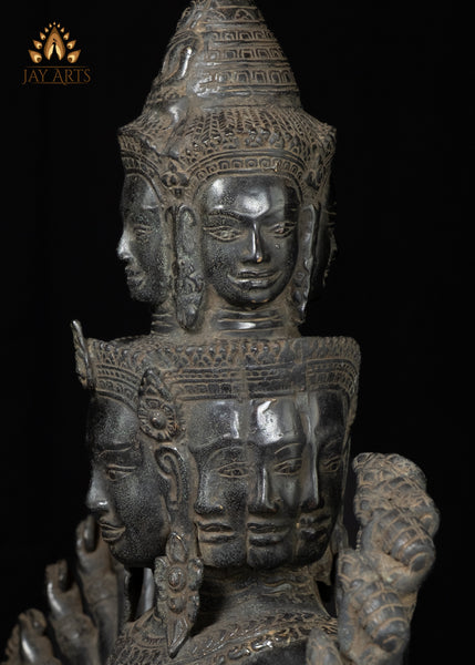 23" Cambodian Bronze 11-Faced Prajnaparamita Statue with Antique Patina
