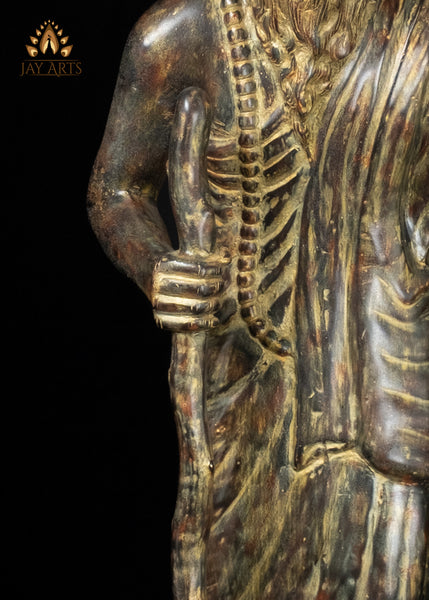 32" Cambodian Bronze Moiney Eisey Hermit Sage Statue in Antique Charm Sacred Khmer Art