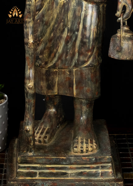 32" Cambodian Bronze Moiney Eisey Hermit Sage Statue in Antique Charm Sacred Khmer Art