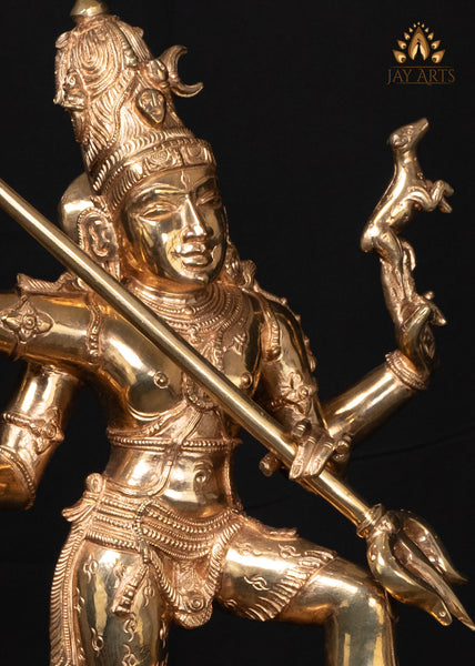 21" Bronze Kala Samharamurthy Shiva Statue with Trident, Yama & Devotee Markandeya