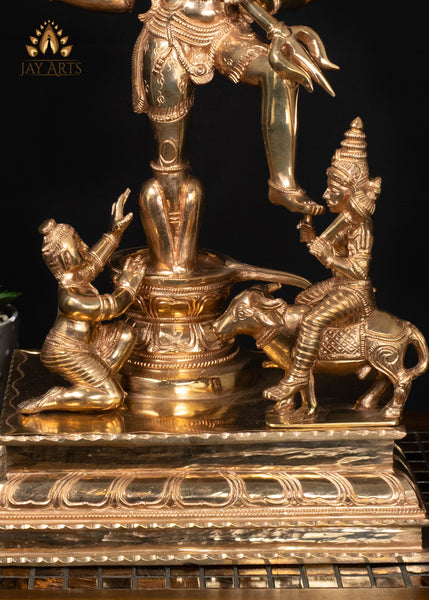 21" Bronze Kala Samharamurthy Shiva Statue with Trident, Yama & Devotee Markandeya