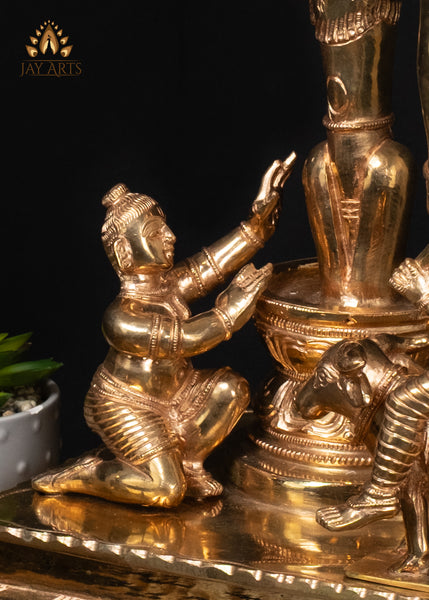 21" Bronze Kala Samharamurthy Shiva Statue with Trident, Yama & Devotee Markandeya