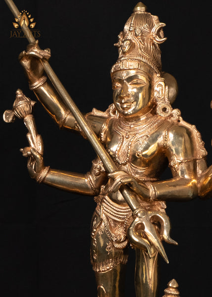 21" Bronze Kala Samharamurthy Shiva Statue with Trident, Yama & Devotee Markandeya