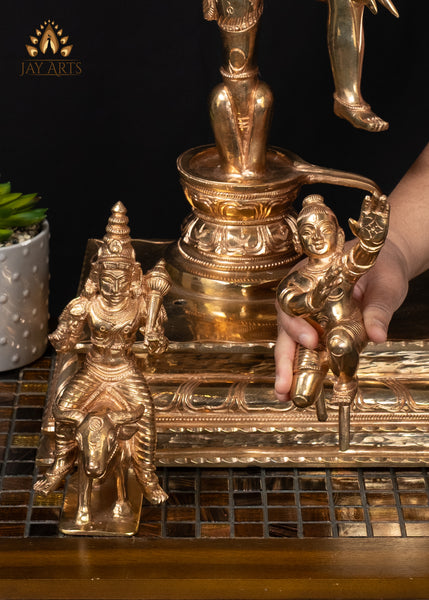 21" Bronze Kala Samharamurthy Shiva Statue with Trident, Yama & Devotee Markandeya