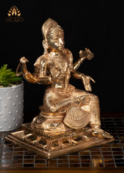 10" Panchaloham Bronze Balambika Statue Lalitasana Pose, Abhaya & Varada Mudra