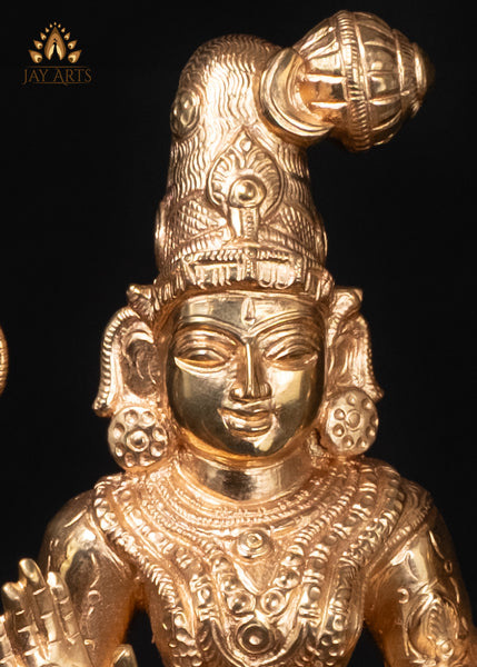 12" Bronze Goddess Abhirami Statue Four-Armed Divine Mother