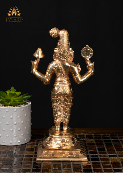 12" Bronze Goddess Abhirami Statue Four-Armed Divine Mother