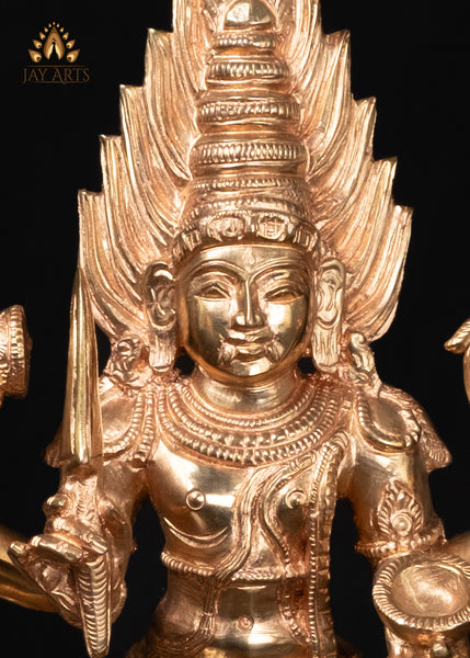 12" Bronze Bhairava Statue Fierce Form of Shiva with His Sacred Dog