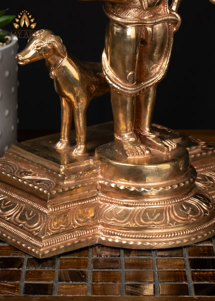 12" Bronze Bhairava Statue Fierce Form of Shiva with His Sacred Dog