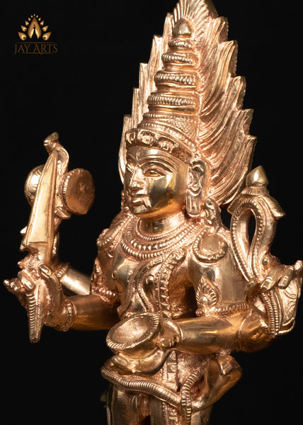 12" Bronze Bhairava Statue Fierce Form of Shiva with His Sacred Dog