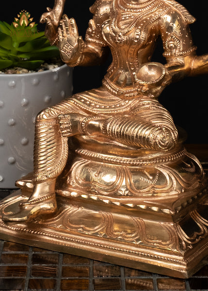 12" Panchaloham Bronze Narayani Statue Hindu Goddess with Serpent Canopy & Vishnu Symbols