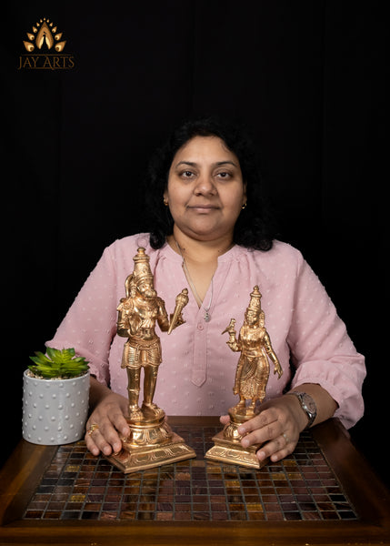 9" Sacred Goddess Meenakshi Bronze Statue Hindu Goddess for Home Altar