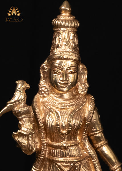 9" Sacred Goddess Meenakshi Bronze Statue Hindu Goddess for Home Altar