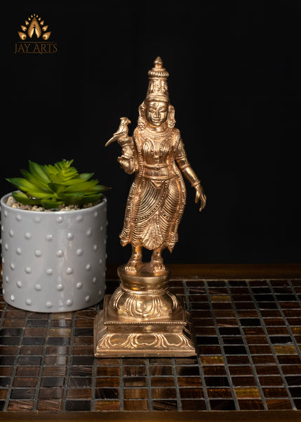 9" Sacred Goddess Meenakshi Bronze Statue Hindu Goddess for Home Altar