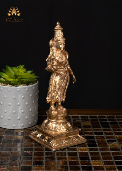 9" Sacred Goddess Meenakshi Bronze Statue Hindu Goddess for Home Altar