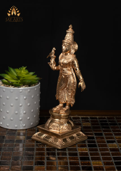 9" Sacred Goddess Meenakshi Bronze Statue Hindu Goddess for Home Altar
