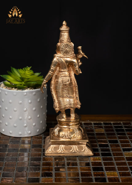 9" Sacred Goddess Meenakshi Bronze Statue Hindu Goddess for Home Altar