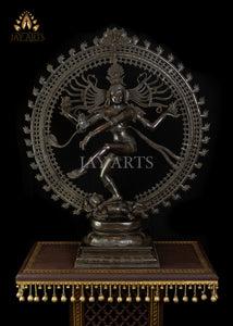 37" Lord Nataraja Brass Statue - An Iconic Form of Lord Shiva as a Cosmic Dancer