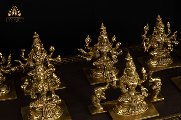 5" Brass Ashta Lakshmi Idols (Set of 8 statues)