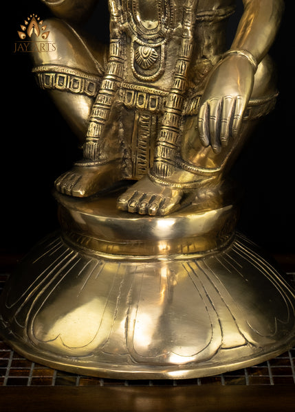 24" Brass Lord Ayyappa Seated Statue in Yogic Form - Symbol of Spiritual Grace