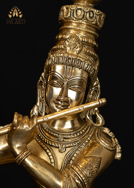 Lord Kesava with a Cow 25" Brass Krishna Statue