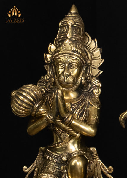 24" Large Brass Ram Parivar Set on Lotus Pedestal Exquisite Detailing | Hindu God Statues