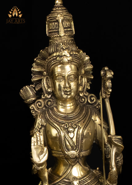 24" Large Brass Ram Parivar Set on Lotus Pedestal Exquisite Detailing | Hindu God Statues