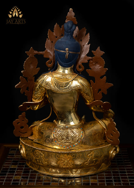 19” Green Tara Bodhisattva Copper Statue from Nepal.