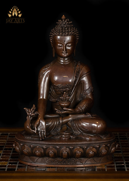 13" Medicine Buddha Copper Statue from Nepal