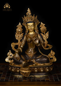 13” Tibetan Buddhist Goddess Green Tara - Copper Statue from Nepal