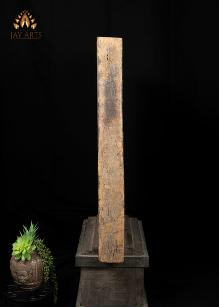 43" Double-Sided Cambodian Buddha & Vishnu Wood Panel | Hand-carved in Old Wood Rustic Finish