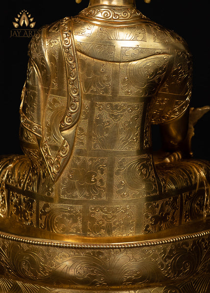 13" Medicine Buddha Gold Gilded Copper Statue Handcrafted in Nepal
