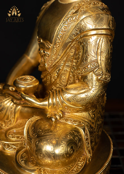 13" Amitabha Buddha - Copper Gold Gilded Statue from Nepal