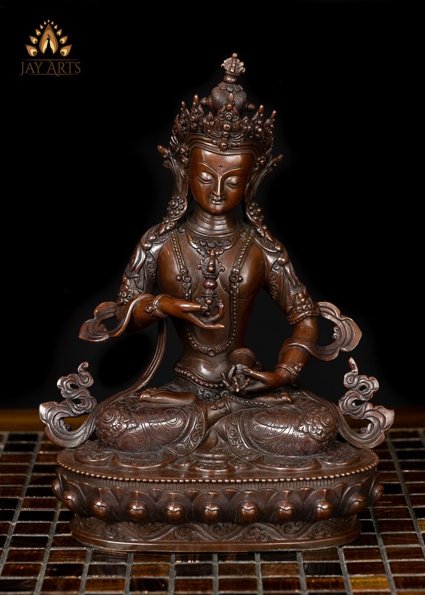 10" Buddhist Vajrasattva Statue - Copper Statue from Nepal