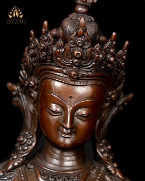 10" Buddhist Vajrasattva Statue - Copper Statue from Nepal