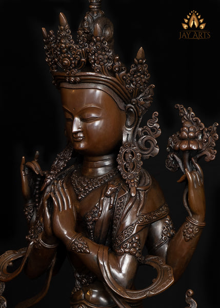 19" Chenrezig Tibetan Avalokiteshvara Copper Statue from Nepal