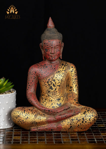12" Wooden Buddha Statue in Meditation | Hand-Carved in Cambodia