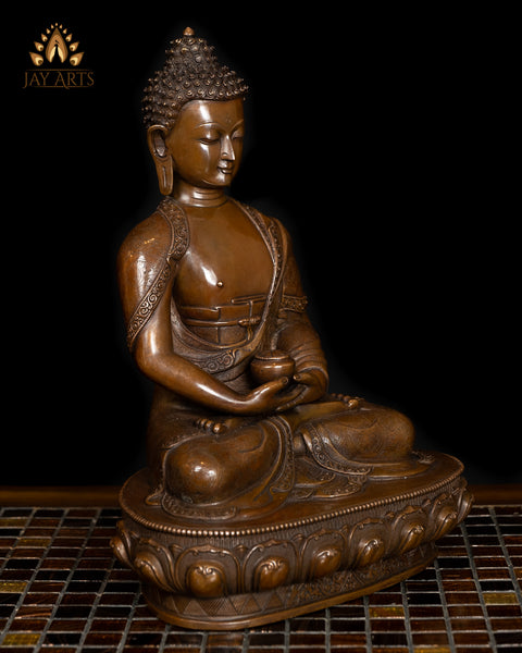 13" Amitabha Buddha - Buddha of Infinite Light - Copper Statue from Nepal