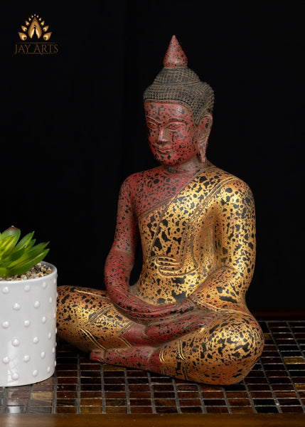 12" Wooden Buddha Statue in Meditation | Hand-Carved in Cambodia