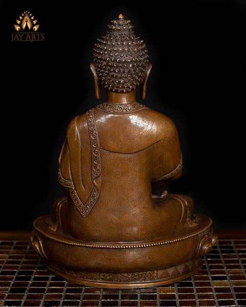 13" Amitabha Buddha - Buddha of Infinite Light - Copper Statue from Nepal