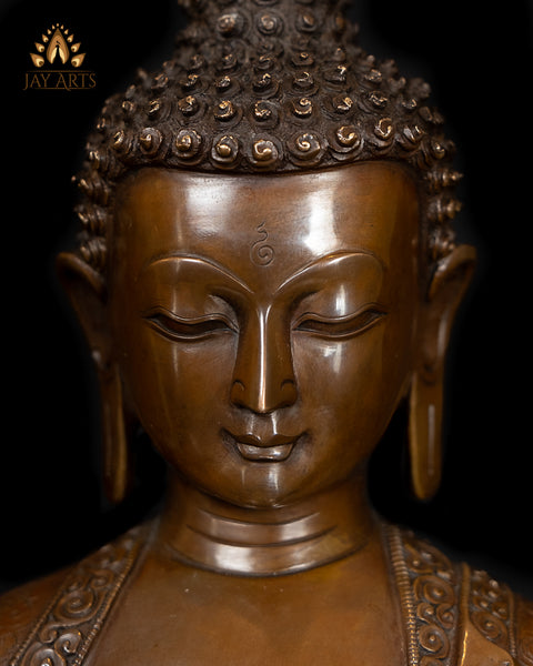 13" Amitabha Buddha - Buddha of Infinite Light - Copper Statue from Nepal