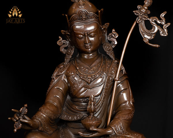 14" Guru Rinpoche The Lotus-Born Master Copper Statue from Nepal